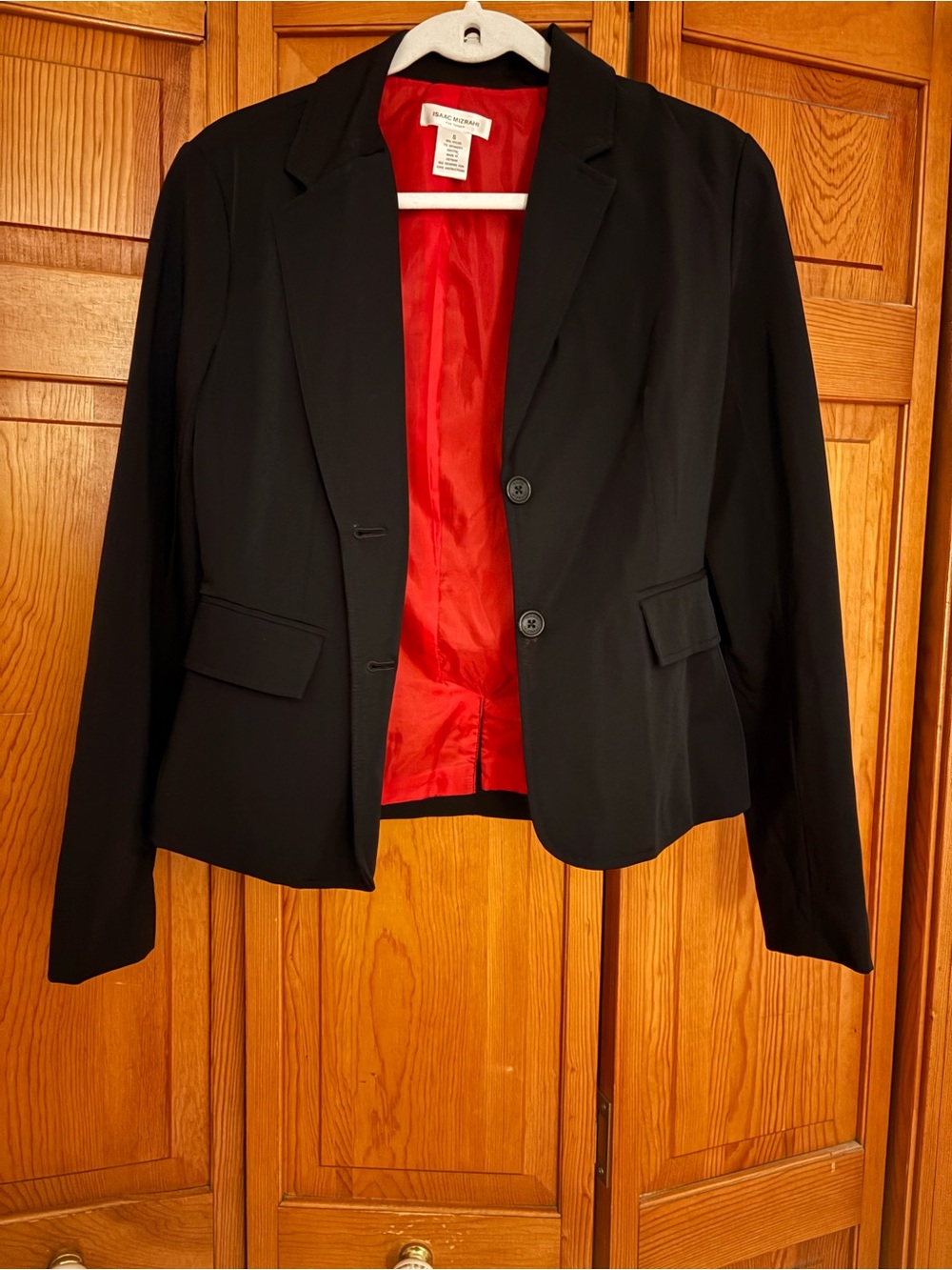 Isaac Mizrahi Black Blazer with Red Lining